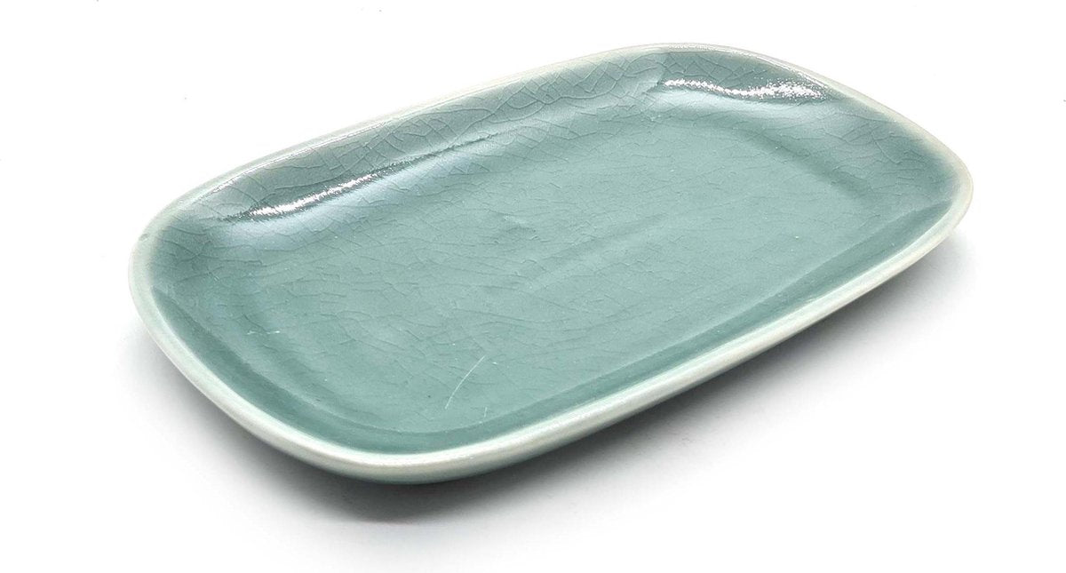 Schaal - Bord Rechthoekig - Bord Rechthoek - Celadon Blauw 20 cm (2 stuks)