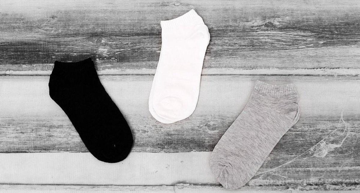 green-goose® Bamboe Sneakersokken | Mannen | Footies | 3 Paar | Grijs | Zwart | Wit | Maat 42 - 46 | Duurzaam en Comfortabel | 95% Bamboe