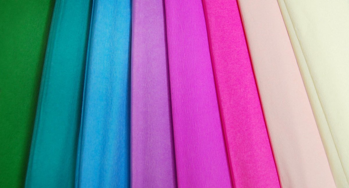 8 Kleuren Crêpepapier Pastel / 200x45 cm / Om te knutselen of voor home-deco.