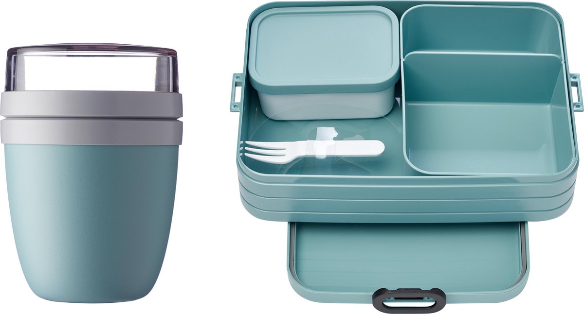 Mepal – Lunchpot + Bento Lunchbox Take a Break – Nordic green - Praktische muesli beker to go - Lunchbox voor volwassenen
