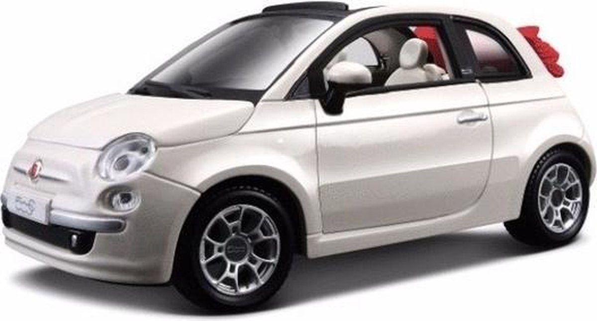 Modelauto Fiat 500 cabrio wit 1:24 - speelgoed auto