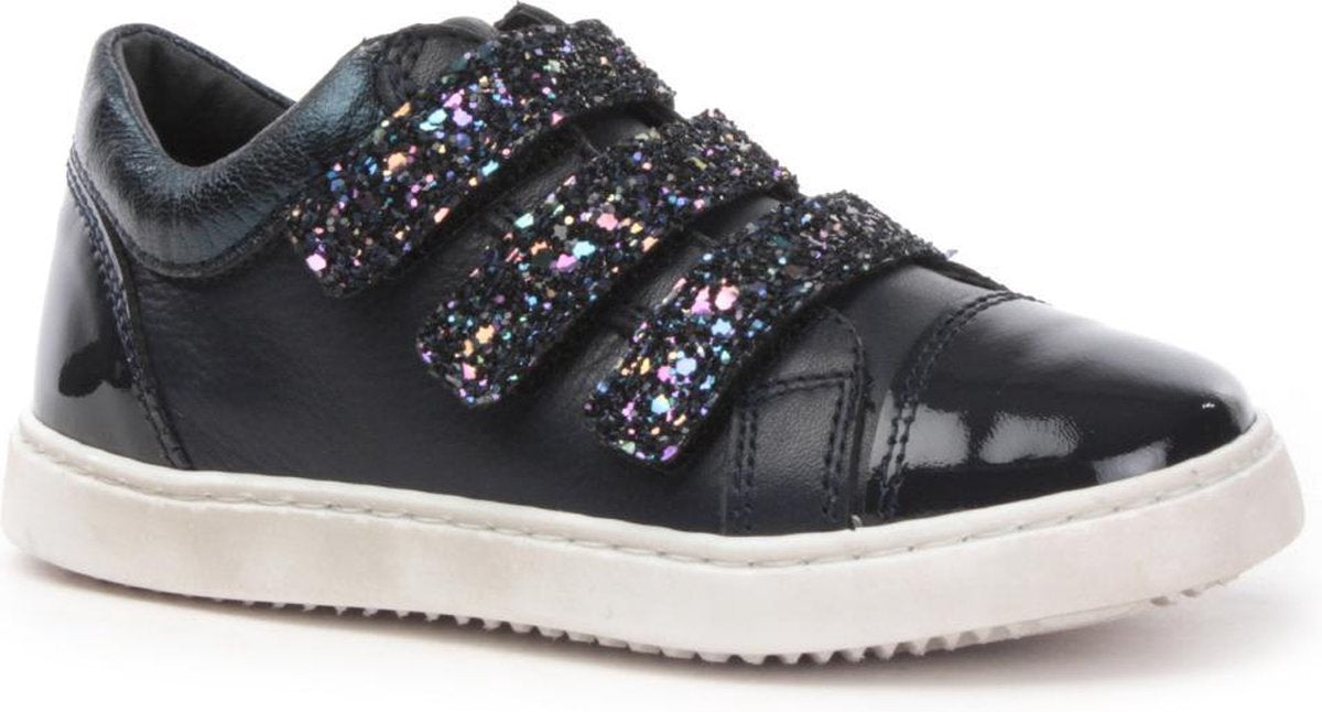 Kickers - Meisjes - Sneakers met Klittenband - Glitters - Donker Blauw - Maat 38