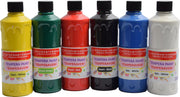 Tempera verf 250 ML - 6 stuks - Blauw - Geel - Groen - Rood - Wit - Zwart -  Set van 6x Acrylverf / temperaverf - 6 kleuren - Fles 250 ml - Tempera / acryl verf - Hobby - knutselmateriaal - Schilderij maken - Verf op waterbasis - Hobby-