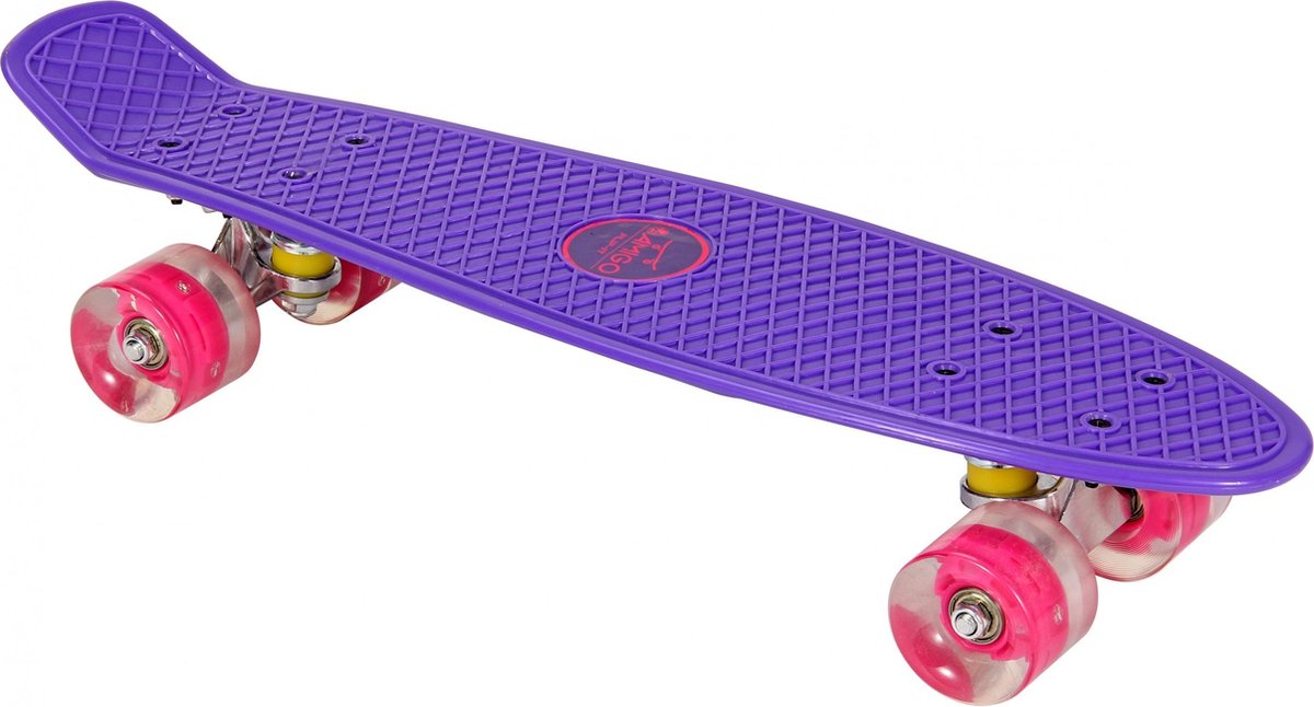 AMIGO skateboard - Met ledverlichting en ABEC 7 lagers - Paars/Roze