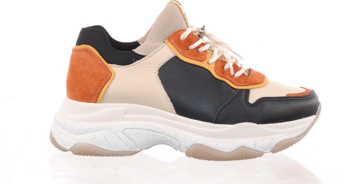 BRONX Damessneaker "Baisley" - 66412 - beige/zwart/lichtbruin - maat 40