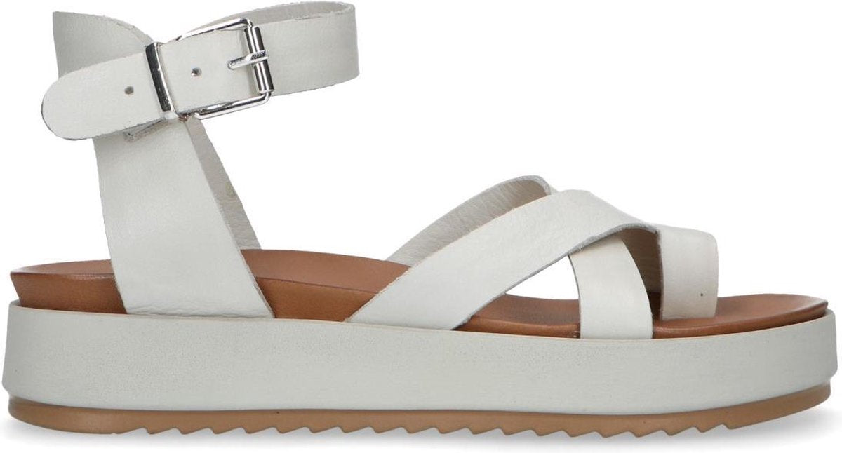 Sacha - Dames - Off white leren plateau sandalen - Maat 40