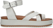 Sacha - Dames - Off white leren plateau sandalen - Maat 40