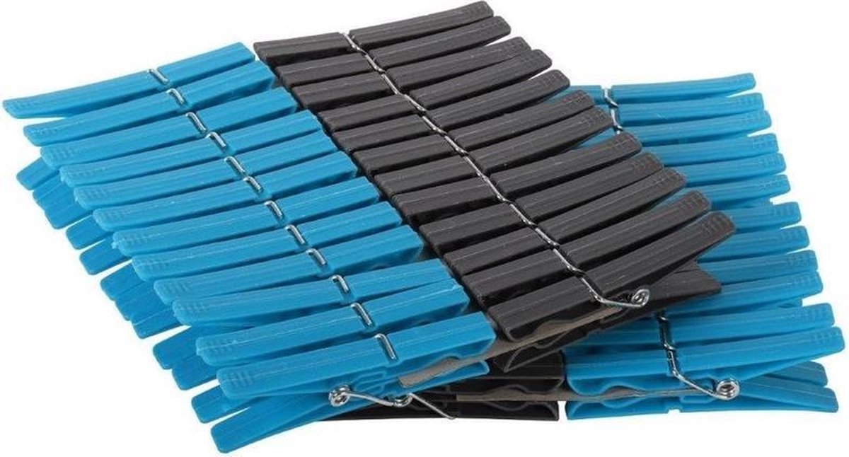 192x Wasknijpers blauw/grijs - Huishoudelijke producten - Knijpers - Kleding ophangen