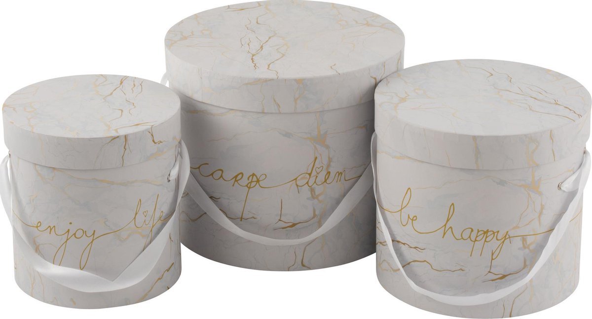 J-Line Set Van 3 Dozen Marmer Hoog Enjoy Wit/Goud