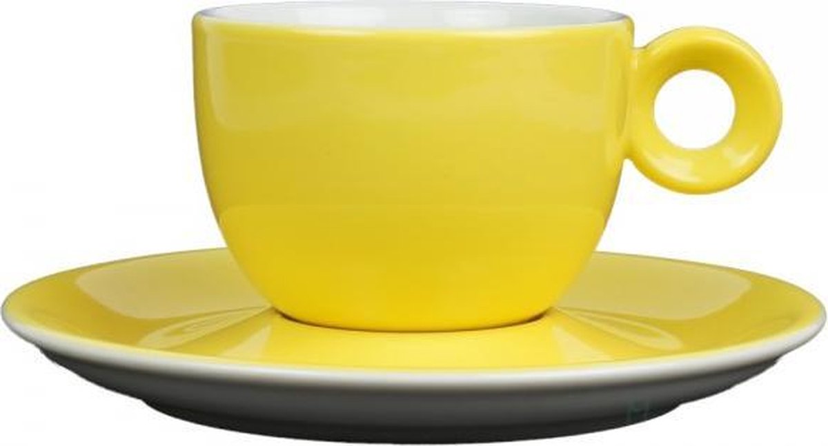 Geel koffiekopje met schotel - 150ml - Mosterdman