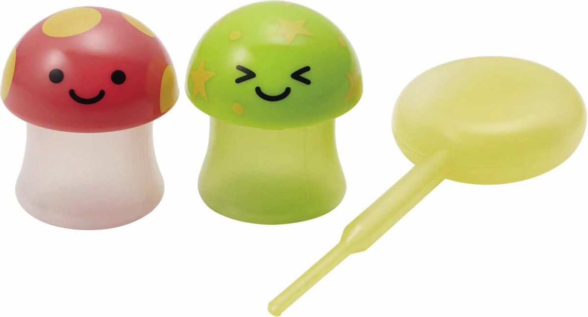 Bento Saus Cups Happy Mushrooms - Mini kawaii paddenstoel flesjes voor dressing / sausjes - voor bentobox / lunchbox