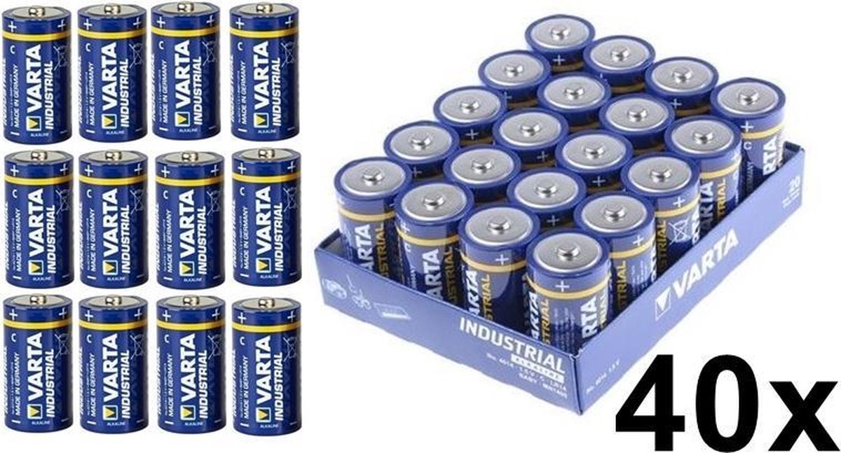 40 Stuks - Varta Industrial LR14 C alkaline batterij 7800mAh