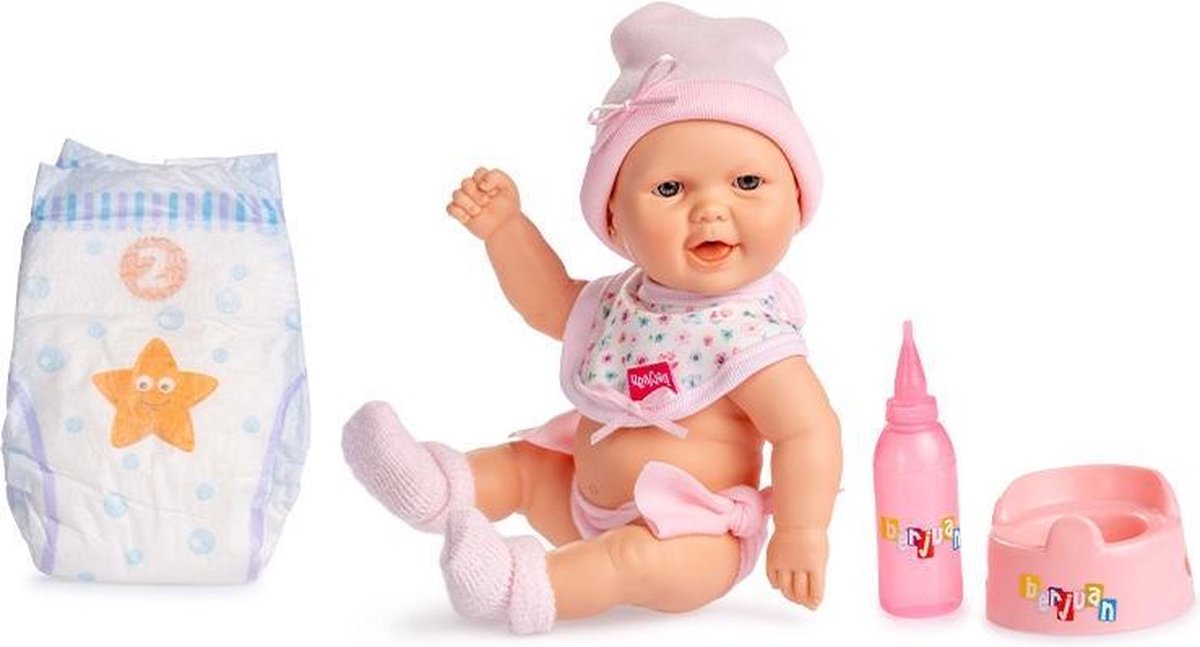 Berjuan Babypop Baby Pipí Meisjes 30 Cm Vinyl/textiel Roze/wit