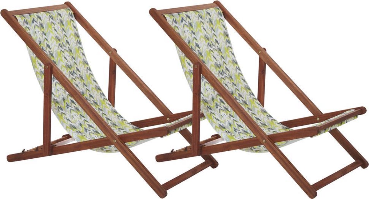 Beliani ANZIO 2er Set - Strandstoel - geel - acaciahout