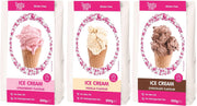 Set van 3 IJSMIXEN - mix voor ijs chocolade aardbei en vanille - Taartingrediënten en bakspullen glutenvrij mixen kopen. (Tasty Me)