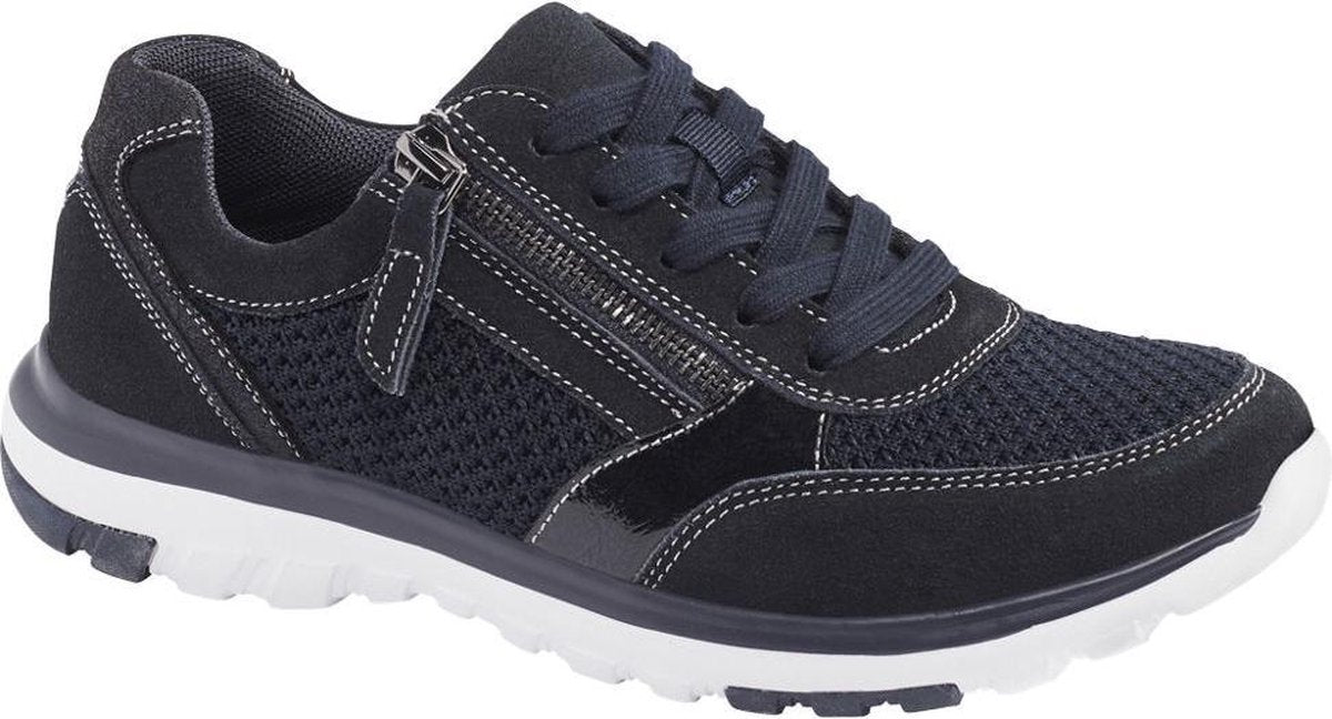 Medicus Dames Blauwe leren sneaker sierrits - Maat 37