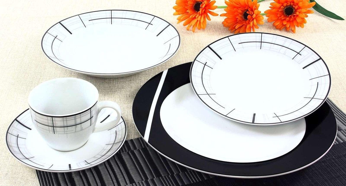 YILTEX - Leo – Serviesset / Tafelservies/ Serviesset 6 Persoons / Servies 6 Personen / Serviesset 30 Delig / Serviesset Rond – Porselein