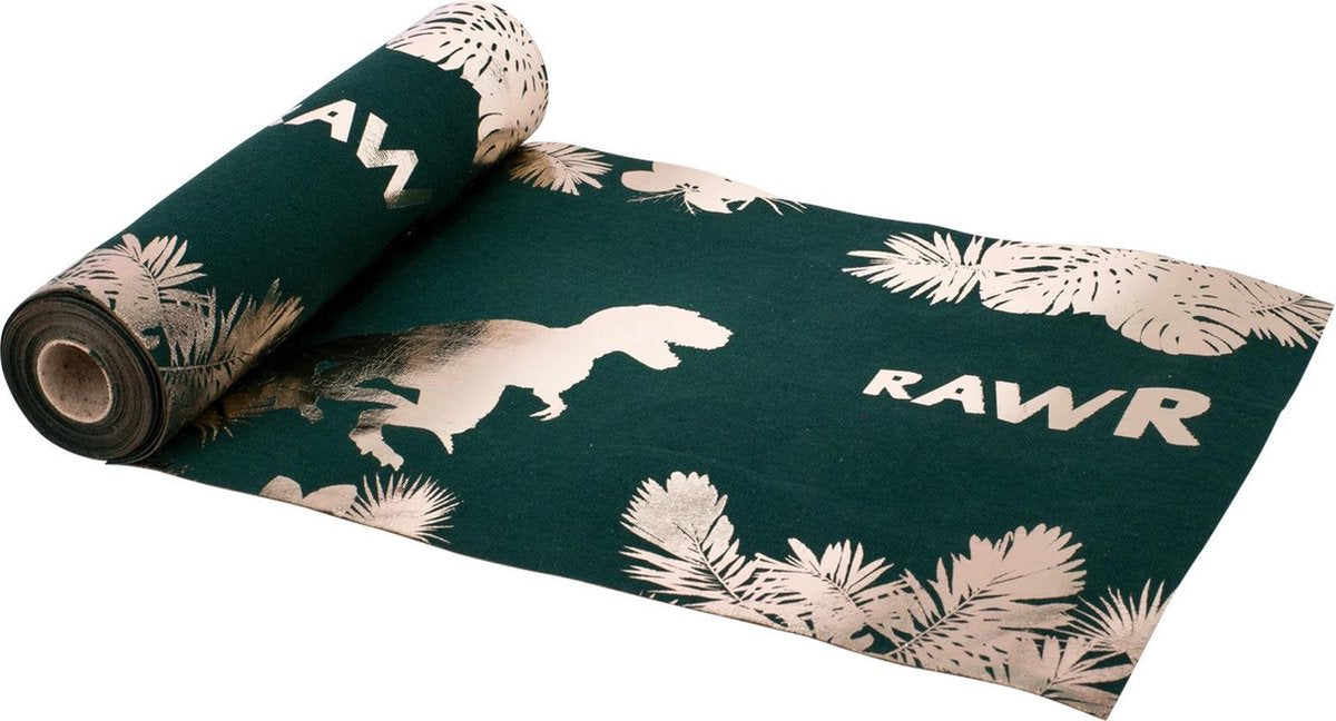 ARTIFETES - Groene dinosaurus linnen tafelloper - Decoratie > Tafelkleden