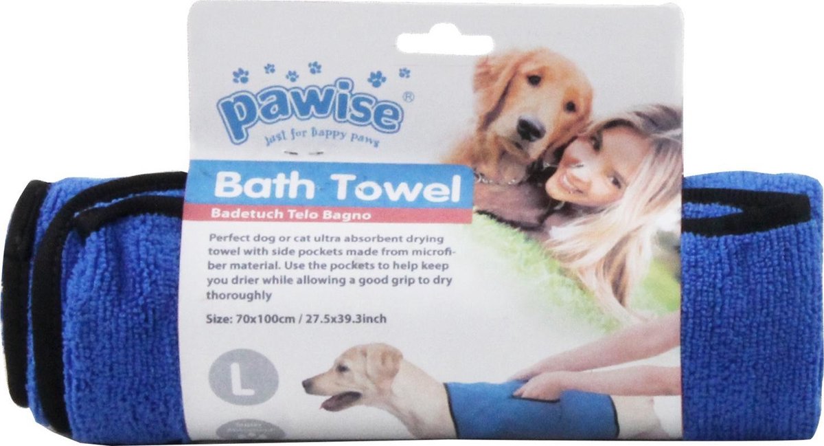 Pawise Bad Handdoek - Hondenverzorging - 70x100 cm Blauw