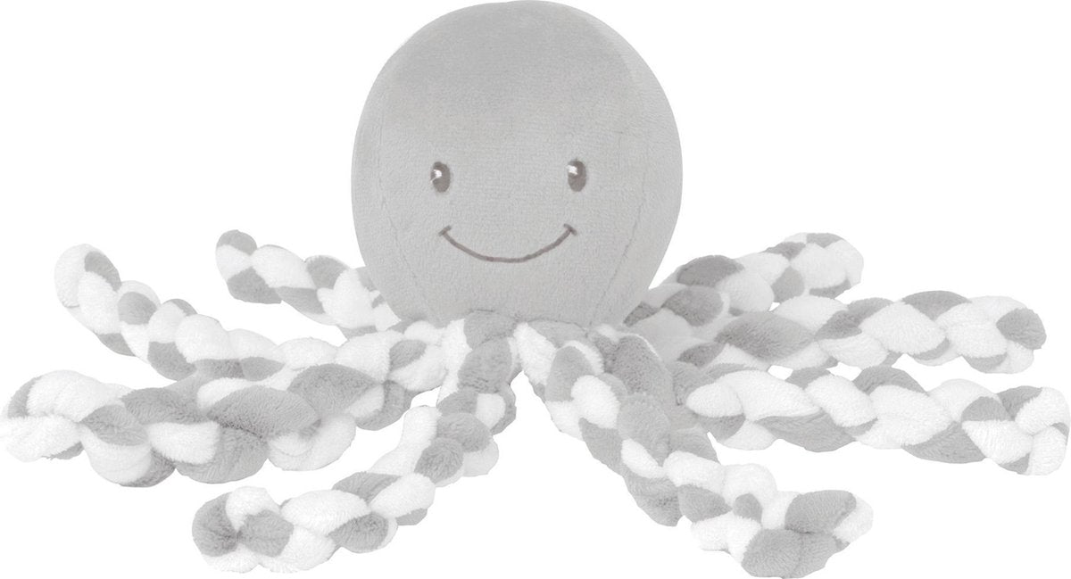 Nattou Octopus Lapidou - Knuffel - 23 cm - Grijs/Wit