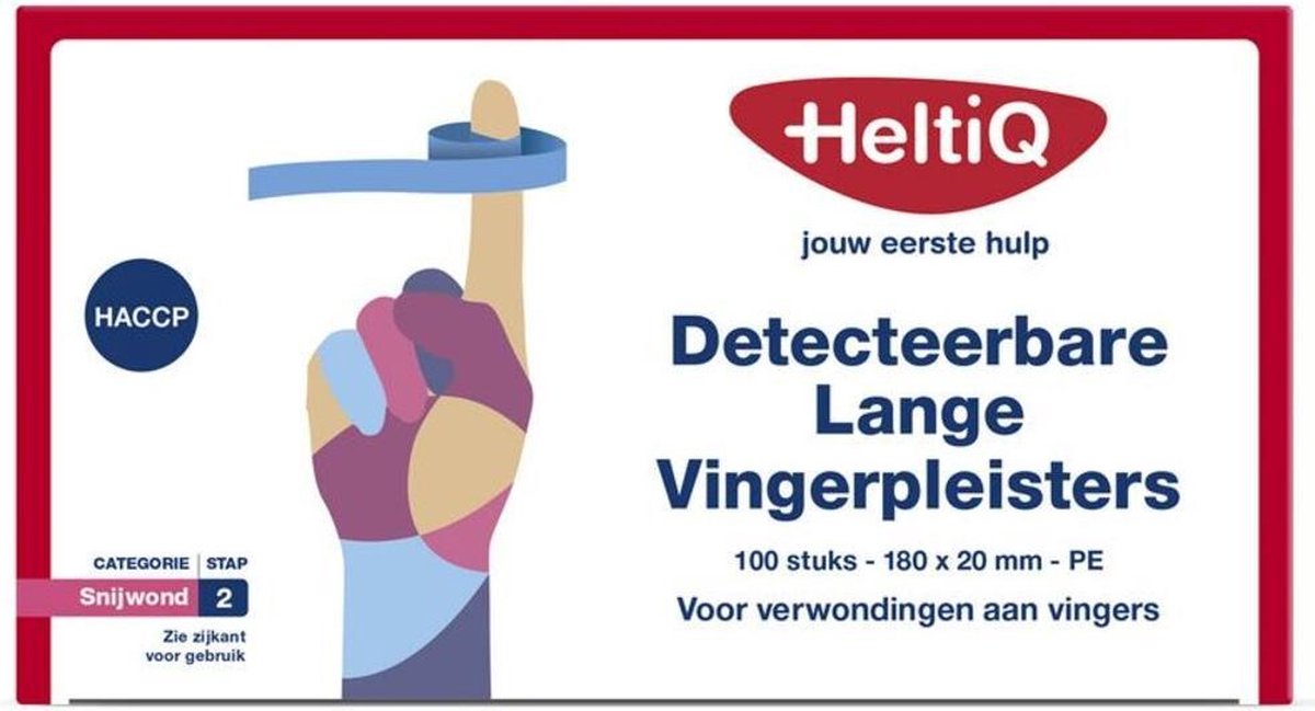 Heltiq Vingerpleisters Detecteerbaar 180x20 mm PE 100 stuks