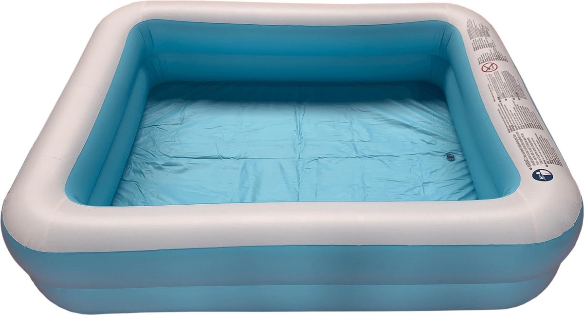 Opblaasbaar Zwembad Rechthoekig Blauw - 181x141x46 Kinderbad - Familie bad - Zwemparadijs - opblaas zwembad in tuin - met leegloop ventiel