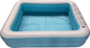 Opblaasbaar Zwembad Rechthoekig Blauw - 181x141x46 Kinderbad - Familie bad - Zwemparadijs - opblaas zwembad in tuin - met leegloop ventiel