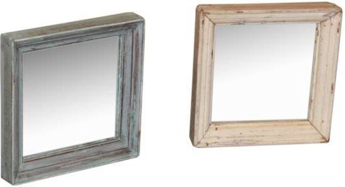 Deco4yourhome - Houten Spiegel - Vierkant - Meerkleurig