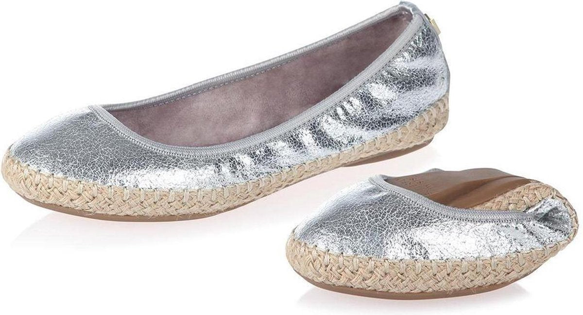 Sorprese – ballerina schoenen dames – Butterfly twists Gigi Cracked Zilver – maat 38 - ballerina schoenen meisjes