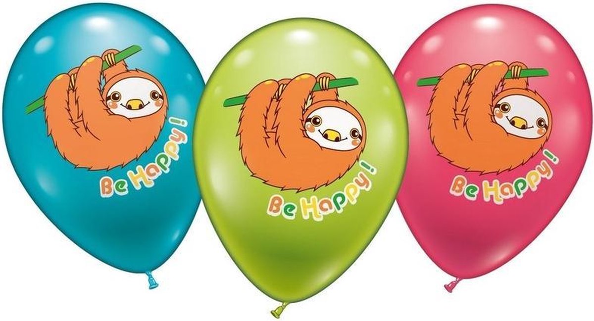 6 Luiaard ballonnen 28 cm