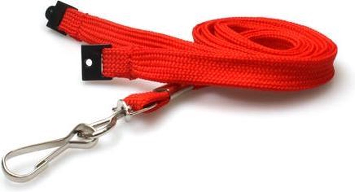 Keycord rood 90 cm musketonhaak en breekmechanisme 10 stuks