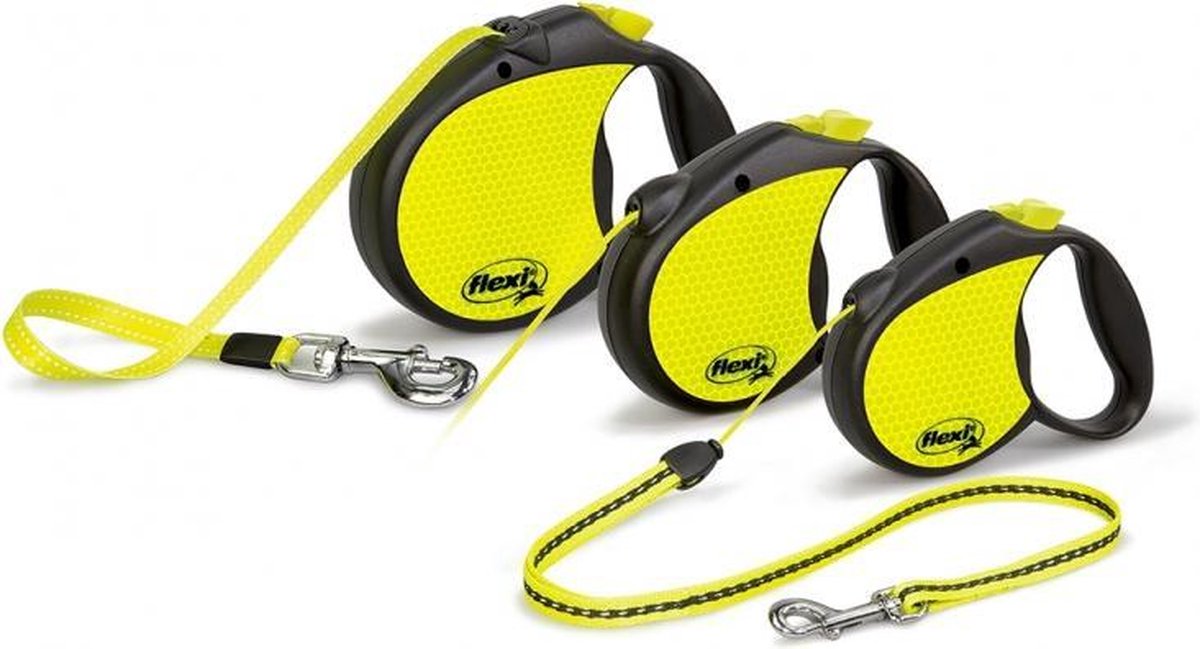 Flexi neon koord - M - Zwart - 5 meter