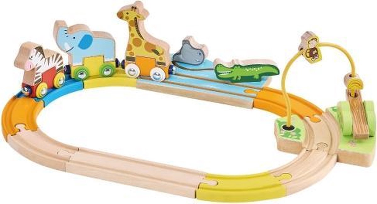 Imaginarium Houten Treinbaan Safari - Met Magnetische Wagons en Dieren - 16 Onderdelen