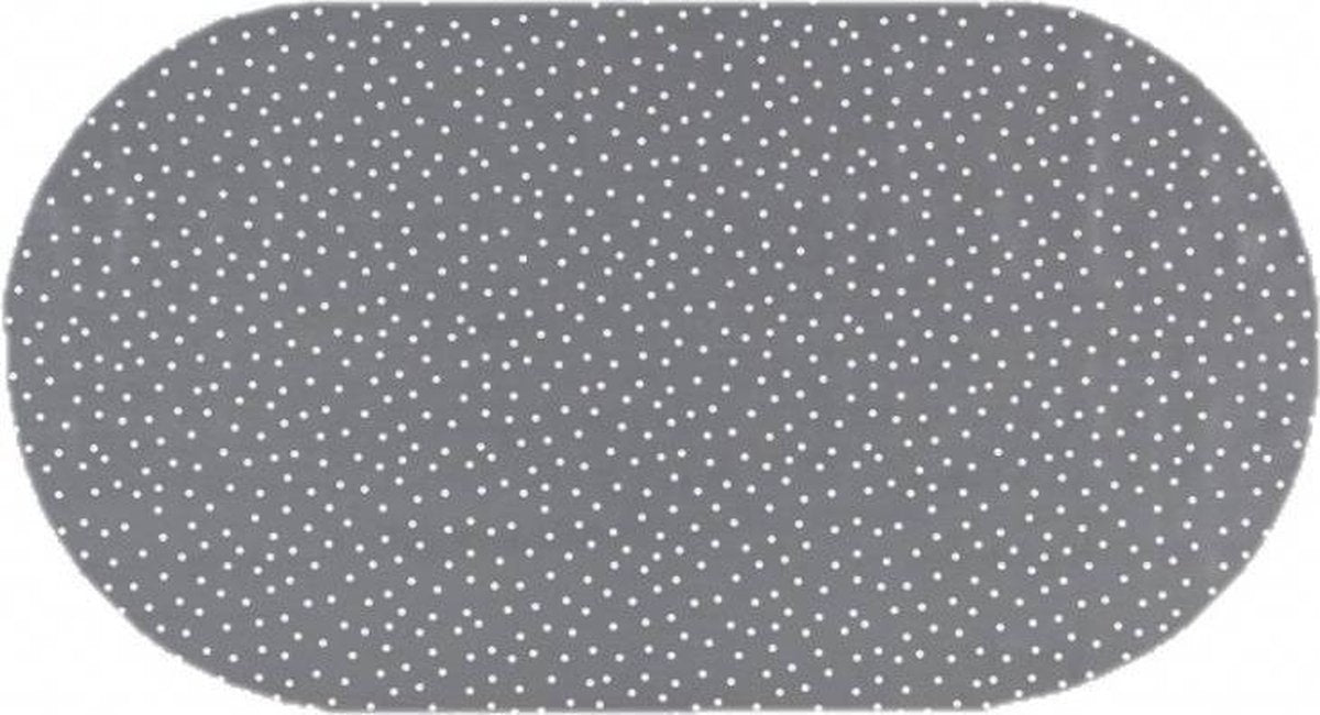 MixMamas Tafelzeil Ovaal - 140 x 200 cm - Stippen - Grijs/Wit