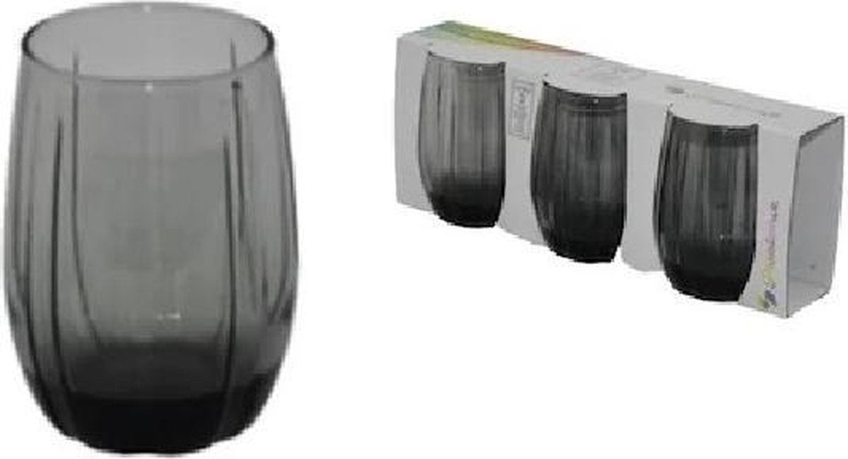 Pasabahce Linka – Zwarte Drinkglazen – 380 ML – Set van 3