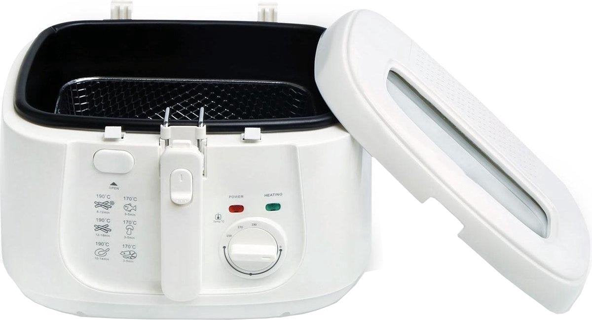 Frituurpan - Aigi Indura - Kijkvenster - 2.5 Liter - Wit - BES LED