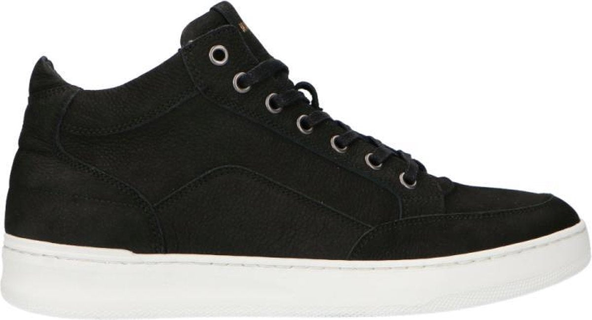 Manfield - Heren - Zwarte hoge nubuck sneakers - Maat 44