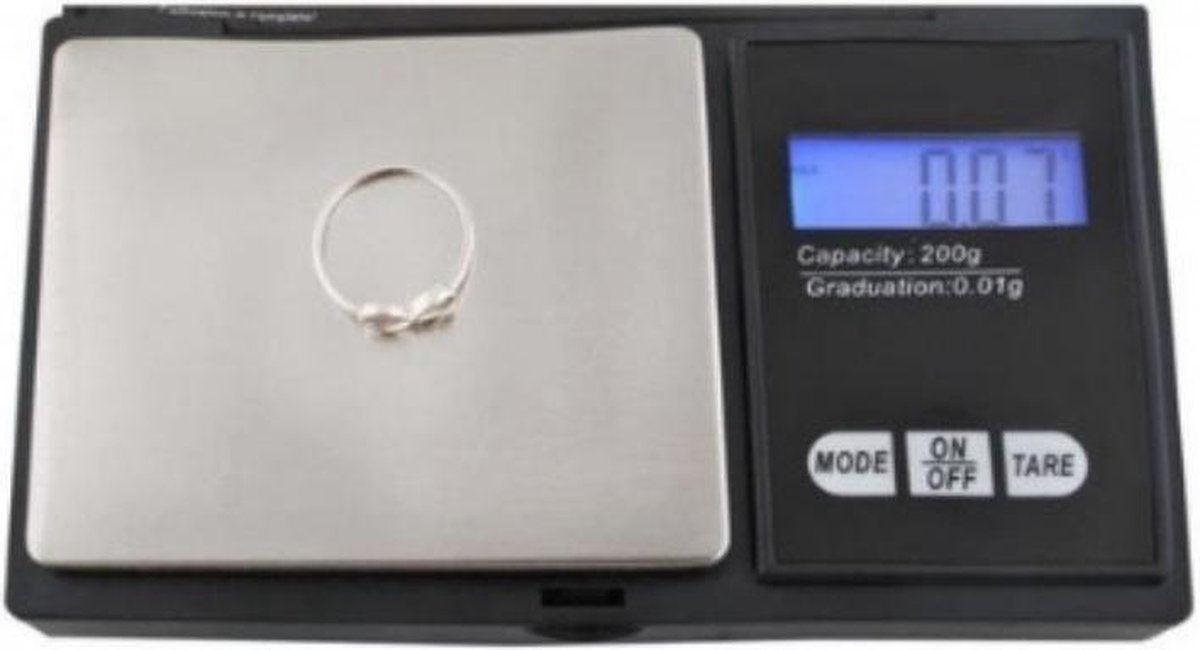 Orange85 Weegschaal Sieraden - Milligram - Zwart - Tare functie - Inklapbaar - Tot 200 gram - Wegen van sieraden