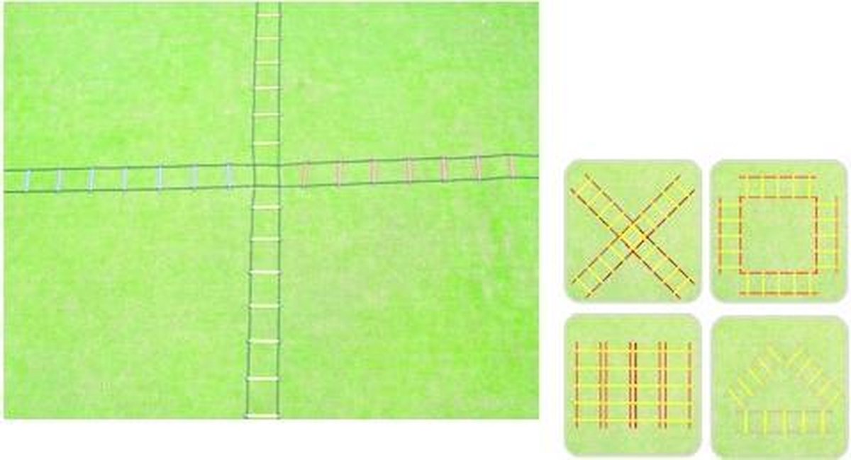 Kruis loopladder: Combinatie van 4 ladders - Voetbaltrainer - Training voetbal