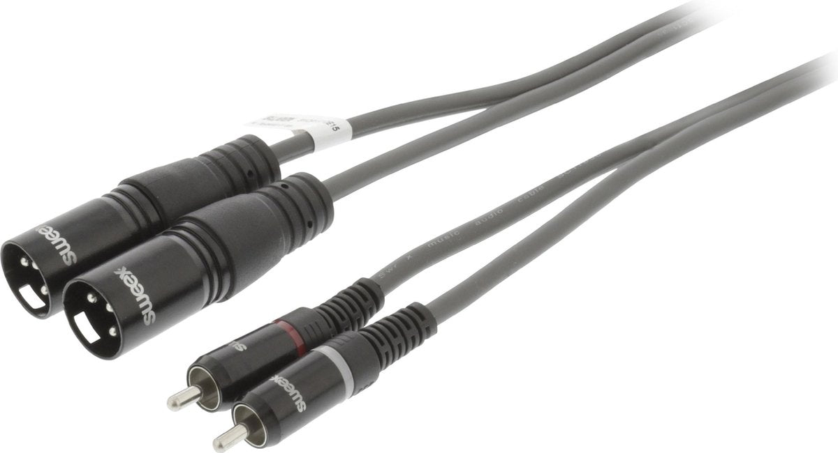 Sweex 2x XLR (m) - 2x RCA (m) stereo audiokabel - 3 meter