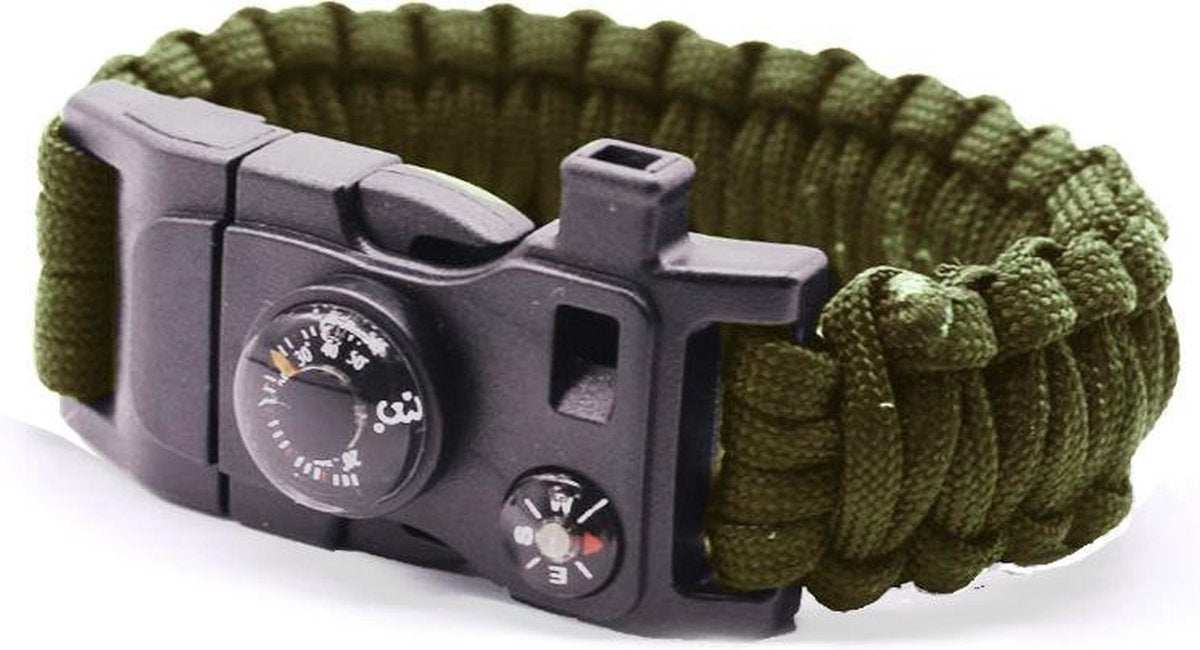 GadgetBay Survivor armband 9 Functies - Leger Groen Kamperen Rescue