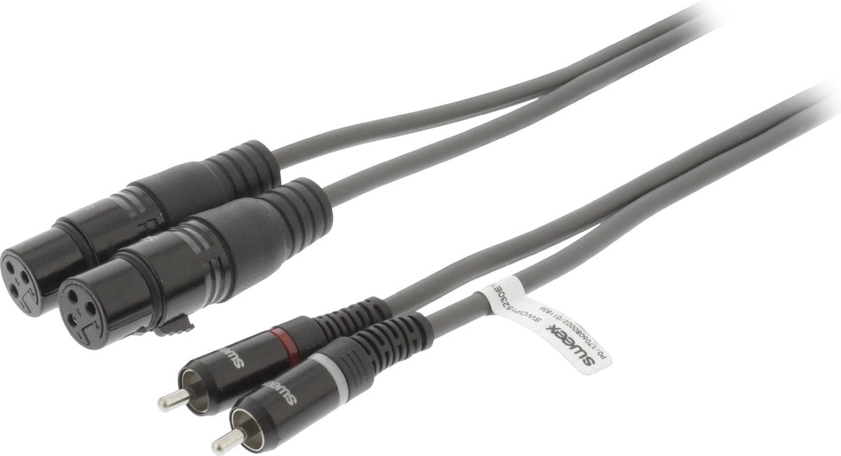 Sweex SWOP15230E15 Xlr Stereokabel 2x Xlr 3-pins Female - 2x Rca Male 1.5 M Donkergrijs