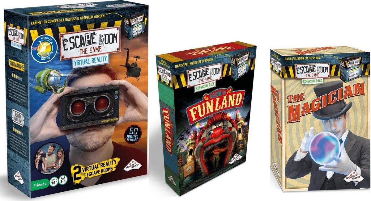 Escape Room Uitbreidingsbundel - 3 Stuks - Virtual Reality VR & Funland & The Magician