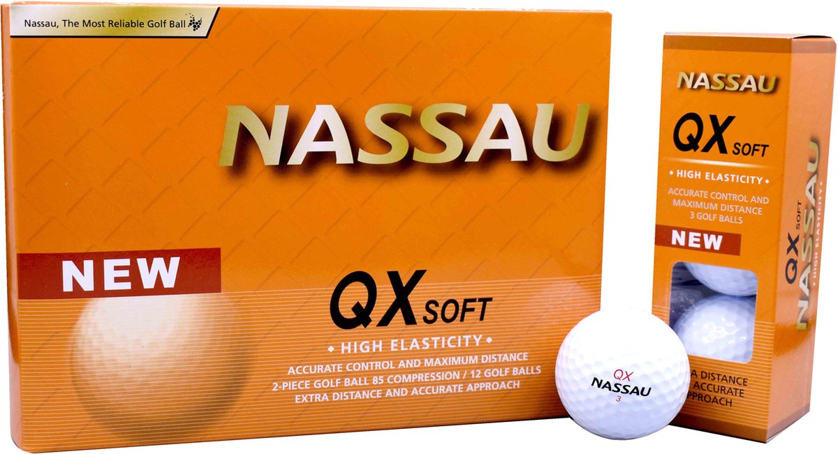 Nassau QX Soft - Golfballen - 12 stuks - Wit