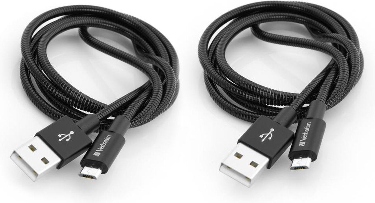 Verbatim Micro B USB Cable Sync & Charge 100cm Zwart - Duo Pack