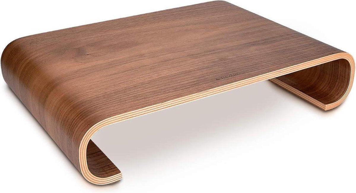 Navaris® Laptop Monitor Wood Stand Brown | Eikenhouten standaard voor meer ruimte | verhoging voor iMac PC TV Notebook Laptop | Eiken hout | scherm beeldschermverhoger verhoger bureau bruin | Bevorderd comfortabele houding