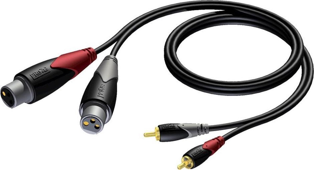 Procab CLA705 2x XLR vrouwelijk - Tulp stereo 2RCA mannelijk kabel - 3 meter