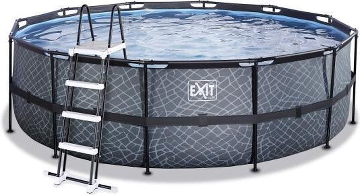 EXIT Stone zwembad ø450x122cm met filterpomp - grijs
