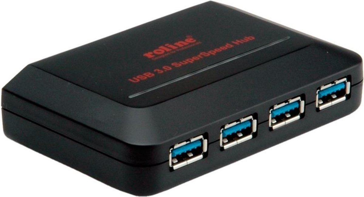 Roline USB hub met 4 poorten - USB3.0 - externe voeding / zwart
