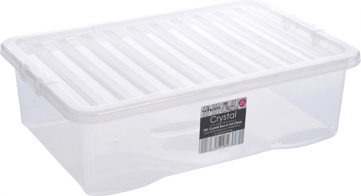 Wham Opbergbox Crystal 32 Liter 60 X 40 Cm Wit/transparant